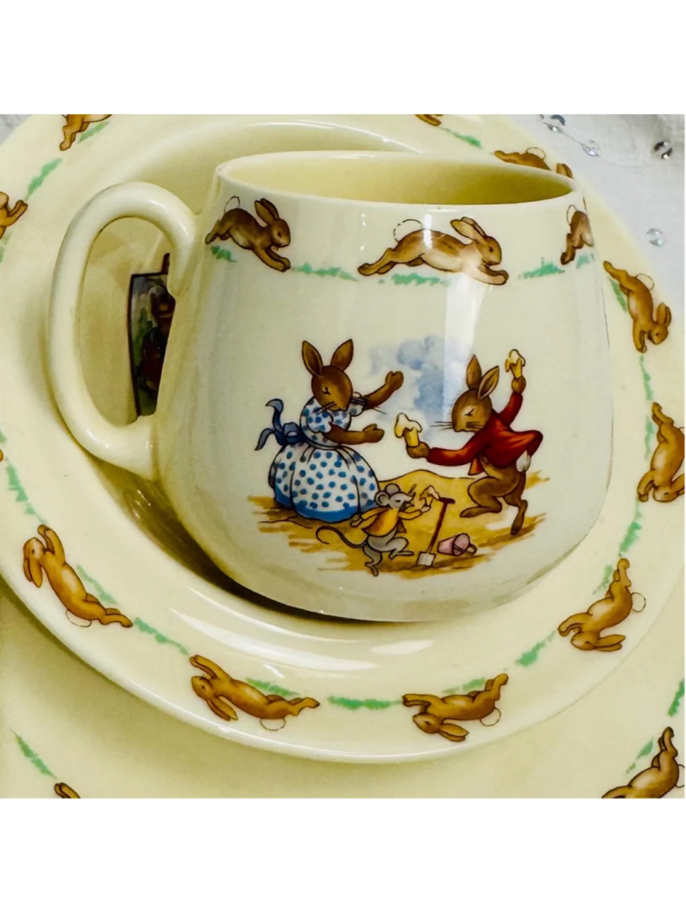 Royal Doulton Bunnykins Fine Bone China Children’s 3-Piece Dish Set | England c.